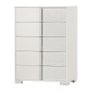 The appearance of Elma 5 Drawer Chest with Metal Trim Accent Handle and Leg In White Lacquer designed by Best Quality Furniture in the modern / contemporary interior design. This white piece of furniture  was selected by 1StopBedrooms from Elma Collection to add a touch of cosiness and style into your home. Sku: B750-C. Material: Wood.