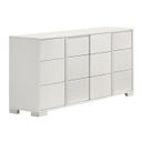 The appearance of Elma 6 Drawer Dresser with Metal Trim Accent Handle and Leg In White Lacquer designed by Best Quality Furniture in the modern / contemporary interior design. This white piece of furniture  was selected by 1StopBedrooms from Elma Collection to add a touch of cosiness and style into your home. Sku: B750-DR. Material: Wood.