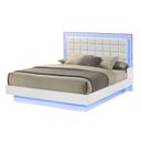 The appearance of Elma Floating Queen Platform Bed with Blue Led Lighting In White Lacquer designed by Best Quality Furniture in the modern / contemporary interior design. This white piece of furniture  was selected by 1StopBedrooms from Elma Collection to add a touch of cosiness and style into your home. Sku: B750-Q-HB;B750-Q-FB;B750-Q-SR. Bed Type: Platform Bed. Material: Faux Leather. Bed Size: Queen.