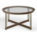 The appearance of Elora Round Cocktail Table designed by Magnussen in the transitional interior design. This walnut piece of furniture  was selected by 1StopBedrooms from Elora Collection to add a touch of cosiness and style into your home. Sku: T5639-45. Material: Rubberwood.