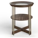 The appearance of Elora Round End Table designed by Magnussen in the transitional interior design. This walnut piece of furniture  was selected by 1StopBedrooms from Elora Collection to add a touch of cosiness and style into your home. Sku: T5639-05. Material: Rubberwood.