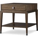 The appearance of Emerson Chairside Table In Brunette designed by Century Furniture in the modern / contemporary interior design. This brunette piece of furniture  was selected by 1StopBedrooms from Citation Collection to add a touch of cosiness and style into your home. Sku: B1H-621. Material: Walnut Veneer.