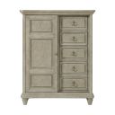 The appearance of Emiko 5-Drawer Door Chest In Light Grey designed by Picket House in the traditional interior design. This light grey piece of furniture  was selected by 1StopBedrooms from Emiko Collection to add a touch of cosiness and style into your home. Sku: B-11360-3-CH2. Material: Oak.