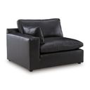 The appearance of Emilia Left-Arm Facing Corner Chair In Black designed by Signature Design by Ashley in the modern / contemporary interior design. This black piece of furniture was selected by 1StopBedrooms from Emilia Collection to add a touch of cosiness and style into your home. Sku: 3090264. Material: Leather Match.