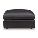 The appearance of Emilia Oversized Accent Ottoman In Black designed by Signature Design by Ashley in the modern / contemporary interior design. This black piece of furniture was selected by 1StopBedrooms from Emilia Collection to add a touch of cosiness and style into your home. Sku: 3090208. Material: Faux Leather.