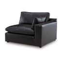 The appearance of Emilia Right-Arm Facing Corner Chair In Black designed by Signature Design by Ashley in the modern / contemporary interior design. This black piece of furniture was selected by 1StopBedrooms from Emilia Collection to add a touch of cosiness and style into your home. Sku: 3090265. Material: Leather Match.