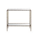 Emine Nightstand In Antique Brass and Clear
