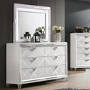The appearance of Emmeline Dresser In White designed by Furniture of America in the modern / contemporary interior design. This white piece of furniture was selected by 1StopBedrooms from Emmeline Collection to add a touch of cosiness and style into your home. Sku: FOA7147WH-D. Material: Wood.