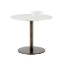 Enco 35 Inch Round Bistro Table In Antique Gold and White