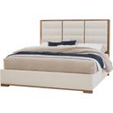The appearance of Erin's Queen Upholstered Bed In White designed by Vaughan Bassett in the transitional interior design. This white piece of furniture was selected by 1StopBedrooms from Crafted Oak Collection to add a touch of cosiness and style into your home. Sku: 790-551A;790-155A;790-822A. Material: Wood. Bed Size: Queen. Bed Type: Upholstered Bed.