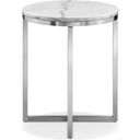The appearance of Esme Round End Table In White Marble designed by Magnussen in the modern / contemporary interior design. This white marble piece of furniture  was selected by 1StopBedrooms from Esme Collection to add a touch of cosiness and style into your home. Sku: T5763-05. Material: Stone.