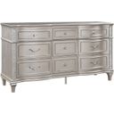 The appearance of Evangeline 9-drawer Dresser Silver Oak designed by Coaster in the glam interior design. This silver oak piece of furniture was selected by 1StopBedrooms from Evangeline Collection to add a touch of cosiness and style into your home. Sku: 223393. Material: Wood.