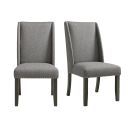 Eve Side Chair with Fabric and Nail Heads Set of 2 In Grey and Charcoal