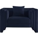 The appearance of Everett Chenille Fabric Chair In Navy designed by Meridian in the modern / contemporary interior design. This navy piece of furniture was selected by 1StopBedrooms from Everett Collection to add a touch of cosiness and style into your home. Sku: 44068Navy-C. Material: Chenille.