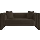The appearance of Everett Chenille Fabric Loveseat In Brown designed by Meridian in the modern / contemporary interior design. This brown piece of furniture  was selected by 1StopBedrooms from Everett Collection to add a touch of cosiness and style into your home. Sku: 44068Brown-L. Material: Chenille.