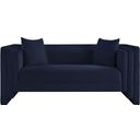 The appearance of Everett Chenille Fabric Loveseat In Navy designed by Meridian in the modern / contemporary interior design. This navy piece of furniture was selected by 1StopBedrooms from Everett Collection to add a touch of cosiness and style into your home. Sku: 44068Navy-L. Material: Chenille.