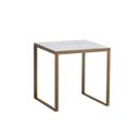 Evert End Table In Antique Brass and White