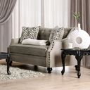 The appearance of Ezrin Light Brown Loveseat designed by Furniture of America in the transitional interior design. This brown piece of furniture  was selected by 1StopBedrooms from Ezrin Collection to add a touch of cosiness and style into your home. Sku: SM2668-LV. Material: Chenille.