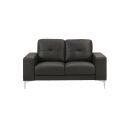 Faelin 58 Inch Top Grain Genuine Leather Loveseat with Tufted Back In Cola