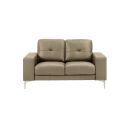 Faelin 58 Inch Top Grain Genuine Leather Loveseat with Tufted Back In Khaki