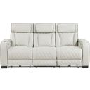 The appearance of Fairway Power Double Reclining Sofa with Center Drop-Down Cup Holders and Power Headrests In Cream designed by Homelegance in the modern / contemporary interior design. This cream piece of furniture  was selected by 1StopBedrooms from Fairway Collection to add a touch of cosiness and style into your home. Sku: 9516TPE-3PWH. Material: Faux Leather.