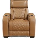 The appearance of Fairway Power Reclining Chair with Power Headrest and Cup holders In Brown designed by Homelegance in the modern / contemporary interior design. This brown piece of furniture was selected by 1StopBedrooms from Fairway Collection to add a touch of cosiness and style into your home. Sku: 9516BRW-1PWH. Material: Faux Leather.
