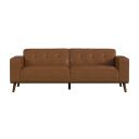 Fate Sofa with Wood Front In Tan and Cherry