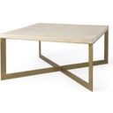 The appearance of Faye Barely Gray Finished Wood With Gold Metal Base Square Coffee Table designed by Mercana in the modern / contemporary interior design. This brown and gold piece of furniture  was selected by 1StopBedrooms from Faye Collection to add a touch of cosiness and style into your home. Sku: 69180. Material: Wood.