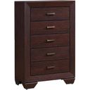 The appearance of Kauffman 5-drawer Chest Dark Cocoa designed by Coaster in the transitional interior design. This dark cocoa piece of furniture was selected by 1StopBedrooms from Kauffman Collection to add a touch of cosiness and style into your home. Sku: 204395. Material: Wood.