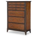 The appearance of Fenmore Drawer Chest In Mocha and Distressed Cherry designed by Legacy Classic in the traditional interior design. This mocha and distressed cherry piece of furniture  was selected by 1StopBedrooms from Fenmore Collection to add a touch of cosiness and style into your home. Sku: 4130-2200. Material: Poplar Solid.