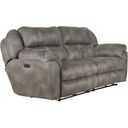 The appearance of Ferrington Steel Power Lay Flat Reclining Sofa designed by Catnapper in the modern / contemporary interior design. This gray piece of furniture  was selected by 1StopBedrooms from Ferrington Collection to add a touch of cosiness and style into your home. Sku: 61891130028. Material: Fabric.