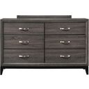 The appearance of Crown Mark Akerson 6 Drawer Dresser in Grey designed by Crown Mark in the modern / contemporary interior design. This gray piece of furniture was selected by 1StopBedrooms from Akerson Collection to add a touch of cosiness and style into your home. Sku: B4620-1. Material: Metal.