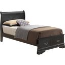 The appearance of Glory Furniture G3150 Twin Low Profile Storage Bed in Black designed by Glory in the traditional interior design. This black piece of furniture was selected by 1StopBedrooms from G3150 Collection to add a touch of cosiness and style into your home. Sku: G3150D-TSB2 Box 1;G3150D-TSB2 Box 2;G3150D-TSB2 Box 3;G3150D-TSB2 Box 4. Bed Type: Storage Bed. Material: Wood. Bed Size: Twin.