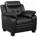 The appearance of Finley Tufted Upholstered Chair Black designed by Coaster in the modern / contemporary interior design. This black piece of furniture was selected by 1StopBedrooms from Finley Collection to add a touch of cosiness and style into your home. Sku: 506553. Material: Upholstered.