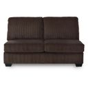The appearance of Firescrest Armless Loveseat In Chocolate designed by Signature Design by Ashley in the modern / contemporary interior design. This chocolate piece of furniture  was selected by 1StopBedrooms from Firescrest Collection to add a touch of cosiness and style into your home. Sku: NC3560334. Material: Fabric.