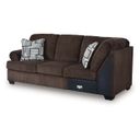 The appearance of Firescrest Left-Arm Facing Sofa In Chocolate designed by Signature Design by Ashley in the modern / contemporary interior design. This chocolate piece of furniture  was selected by 1StopBedrooms from Firescrest Collection to add a touch of cosiness and style into your home. Sku: NC3560366. Material: Fabric.