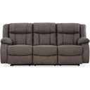 The appearance of First Base Reclining Sofa In Gunmetal designed by Signature Design by Ashley in the modern / contemporary interior design. This gunmetal piece of furniture was selected by 1StopBedrooms from First Base Collection to add a touch of cosiness and style into your home. Sku: 6880488. Material: Faux Leather.