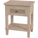 The appearance of Flagstaff 20 Inch 1 Drawer Cane Nightstand In Natural designed by Butler Specialty Company in the traditional interior design. This natural piece of furniture was selected by 1StopBedrooms from Flagstaff Collection to add a touch of cosiness and style into your home. Sku: 5758449. Material: Wood.