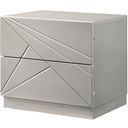 The appearance of Florence White and Light Grey Lacquer Nightstand designed by J&M in the modern / contemporary interior design. This white piece of furniture  was selected by 1StopBedrooms from Florence Collection to add a touch of cosiness and style into your home. Sku: 17852-NS. Material: Wood.