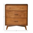 The appearance of Flynn 3 Drawer Small Chest In Chestnut designed by Alpine in the transitional interior design. This chestnut piece of furniture  was selected by 1StopBedrooms from Flynn Collection to add a touch of cosiness and style into your home. Sku: 966-04. Material: Mahogany.