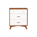 The appearance of Flynn 3 Drawer Two Tone Small Chest In Chestnut and White designed by Alpine in the transitional interior design. This chestnut/white piece of furniture  was selected by 1StopBedrooms from Flynn Collection to add a touch of cosiness and style into your home. Sku: 999-04. Material: Mahogany.