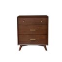 The appearance of Flynn 3 Drawer Small Chest In Walnut designed by Alpine in the transitional interior design. This walnut piece of furniture was selected by 1StopBedrooms from Flynn Collection to add a touch of cosiness and style into your home. Sku: 966WAL-04. Material: Mahogany.