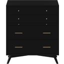 The appearance of Flynn 4 Drawer Multifunction Chest with Pull Out Tray In Black designed by Alpine in the transitional interior design. This black piece of furniture was selected by 1StopBedrooms from Flynn Collection to add a touch of cosiness and style into your home. Sku: 966BLK-05. Material: Mahogany.