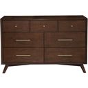 The appearance of Flynn 7 Drawer Dresser In Walnut designed by Alpine in the transitional interior design. This walnut piece of furniture was selected by 1StopBedrooms from Flynn Collection to add a touch of cosiness and style into your home. Sku: 966WAL-03. Material: Mahogany.