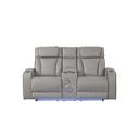 The appearance of Fortuner Power Reclining Loveseat In Gray designed by Galaxy Home Furnishings in the modern / contemporary interior design. This gray piece of furniture was selected by 1StopBedrooms from Fortuner Collection to add a touch of cosiness and style into your home. Sku: 601955556729. Material: Faux Leather.