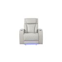 The appearance of Fortuner Power Reclining Recliner In Ice designed by Galaxy Home Furnishings in the modern / contemporary interior design. This ice piece of furniture was selected by 1StopBedrooms from Fortuner Collection to add a touch of cosiness and style into your home. Sku: 601955556767. Material: Faux Leather.