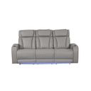 The appearance of Fortuner Power Reclining Sofa In Gray designed by Galaxy Home Furnishings in the modern / contemporary interior design. This gray piece of furniture was selected by 1StopBedrooms from Fortuner Collection to add a touch of cosiness and style into your home. Sku: 601955556699. Material: Faux Leather.