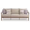 The appearance of Francis Beach Outdoor Sofa with Cushion In Natural and Gray designed by Signature Design by Ashley in the modern / contemporary interior design. This natural/gray piece of furniture was selected by 1StopBedrooms from Francis Beach Collection to add a touch of cosiness and style into your home. Sku: P428-838. Material: Fabric.
