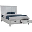 The appearance of Franco Queen Storage Bed Antique White designed by Coaster in the country / farmhouse interior design. This distressed white piece of furniture was selected by 1StopBedrooms from Franco Collection to add a touch of cosiness and style into your home. Sku: 205330QB1;205330QB2;205330QB3. Bed Type: Storage Bed. Material: Wood. Bed Size: Queen.