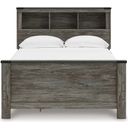 The appearance of Frandern Full Bookcase Panel Bed with Storage In Gray designed by Signature Design by Ashley in the transitional interior design. This gray piece of furniture  was selected by 1StopBedrooms from Frandern Collection to add a touch of cosiness and style into your home. Sku: B100-12;B4480-50;B4480-84;B4480-85. Bed Type: Panel Bed. Bed Size: Full.